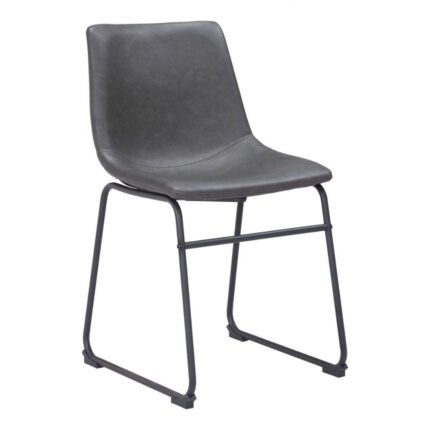 CHAIR  ZUO SMART 101995 | Dining Chair | Black Gray | 100% Polyurethane | Faux Leather | Inside | Use Interior Department Room Department Accommodation Studio Decoration Interiors Home Dinner Room